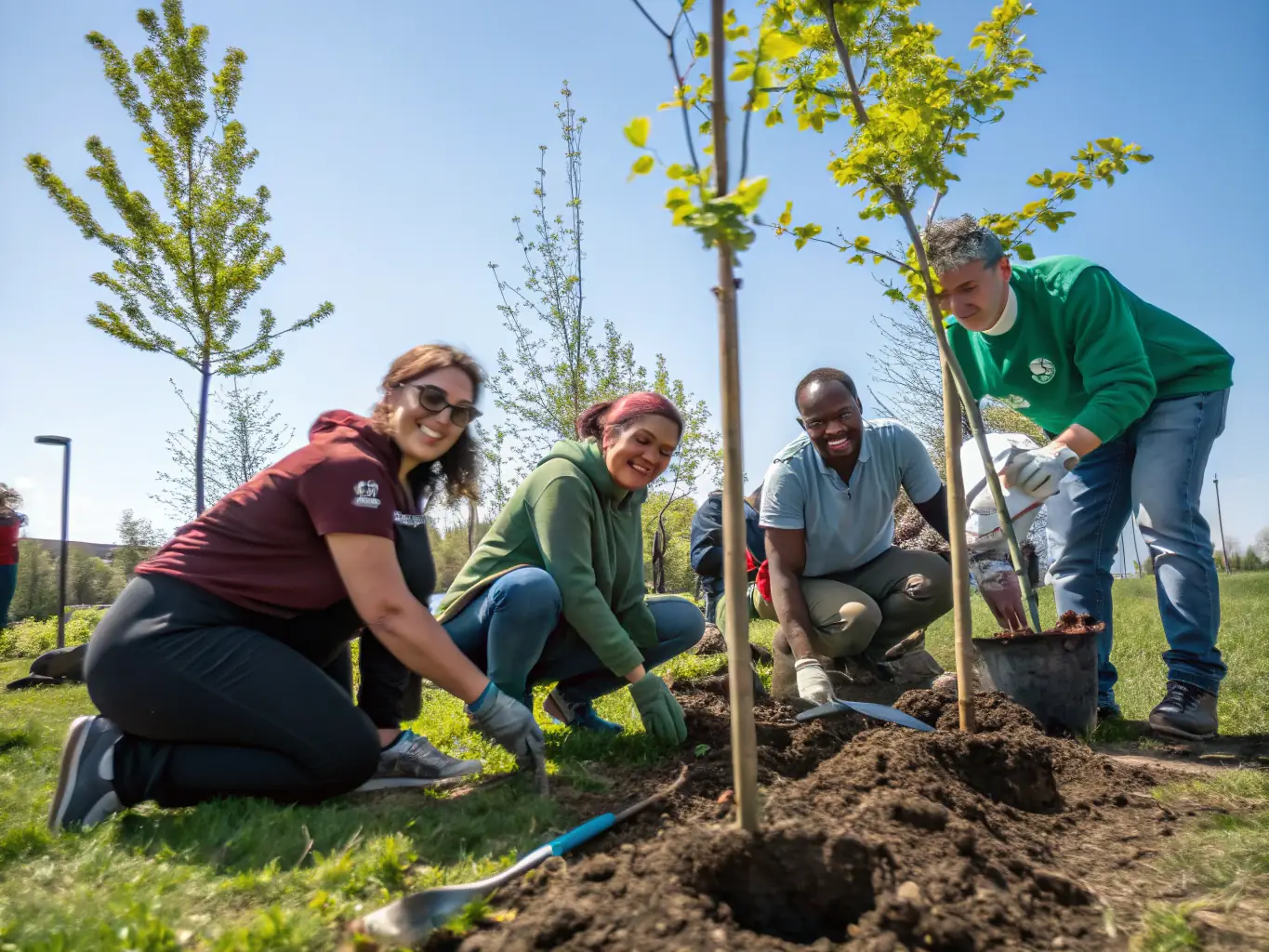 A heartwarming image of volunteers from ECURIE DES VOLCANS engaging in a community outreach program, supporting local initiatives and fostering social responsibility.